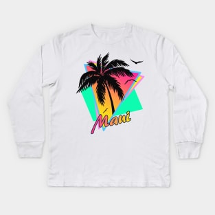 Maui Cool 80s Sunset Kids Long Sleeve T-Shirt